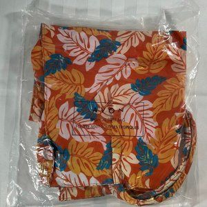 Orange Tropical Floral Print Tote Bag